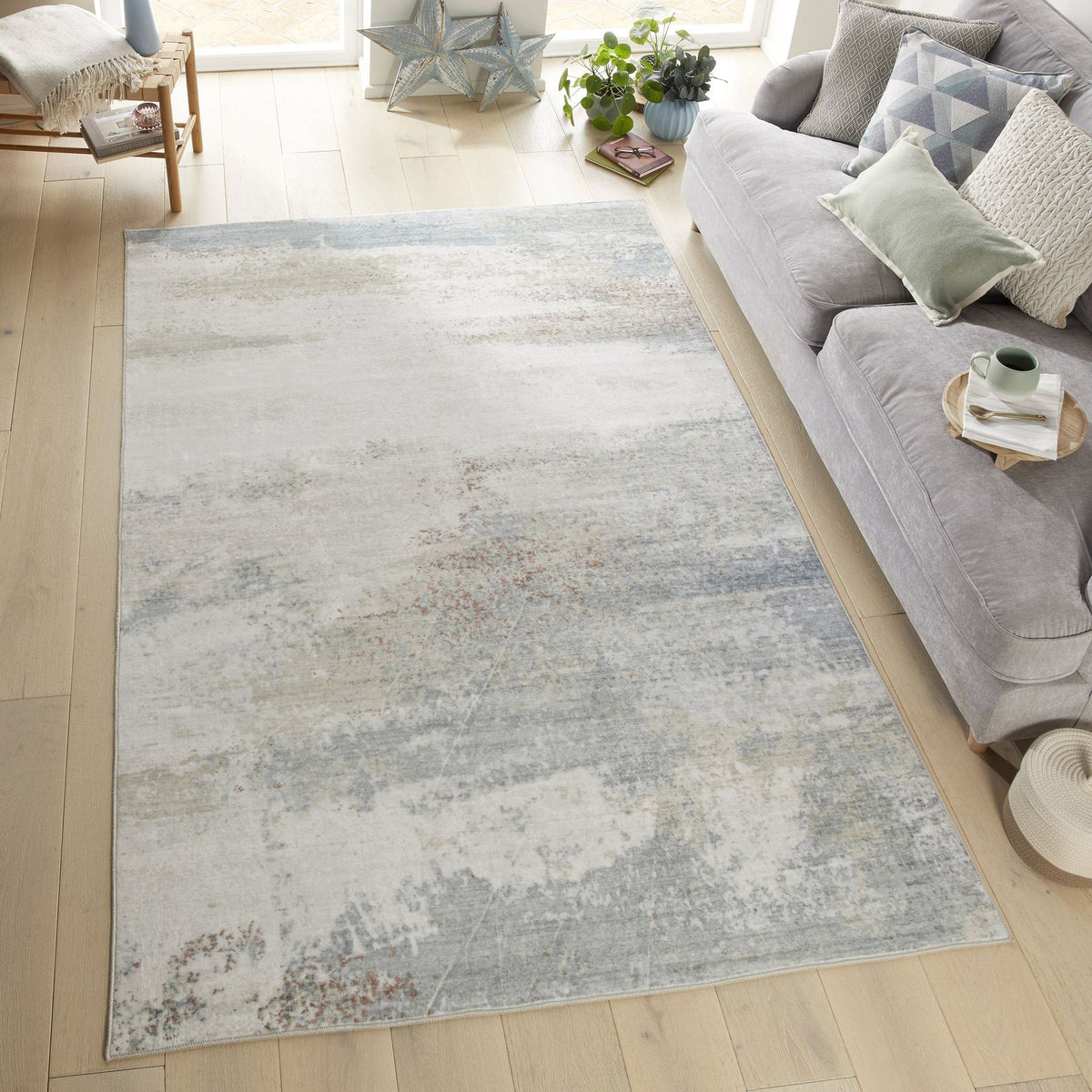 Liberty Washable Modern Light Multicolour Rug