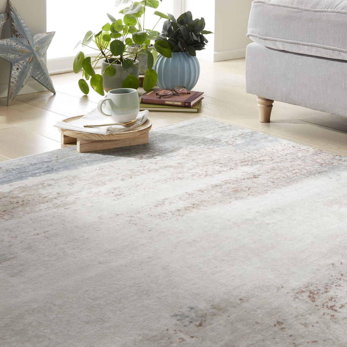 Liberty Washable Modern Light Multicolour Rug