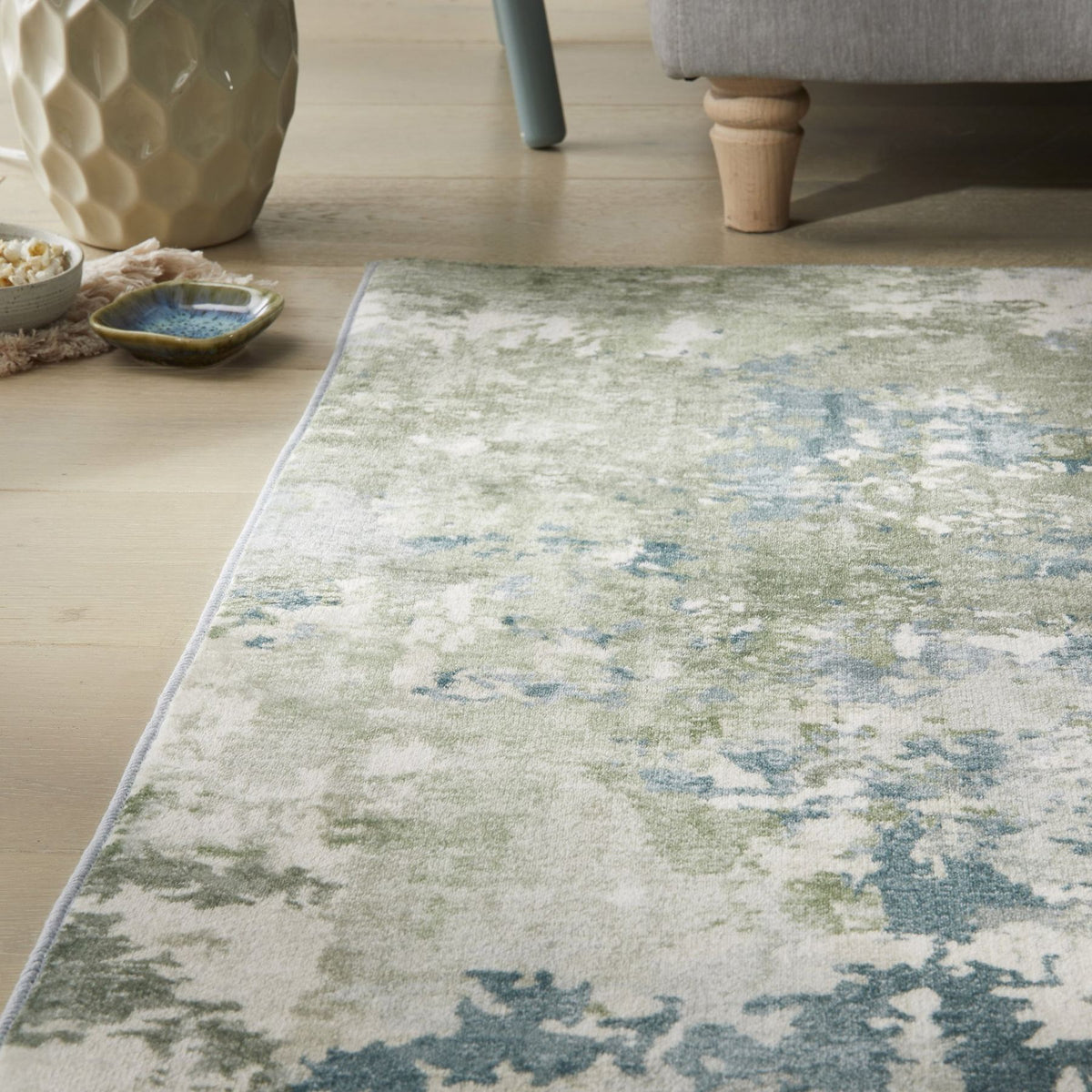 Liberty Washable Modern Seafoam Rug