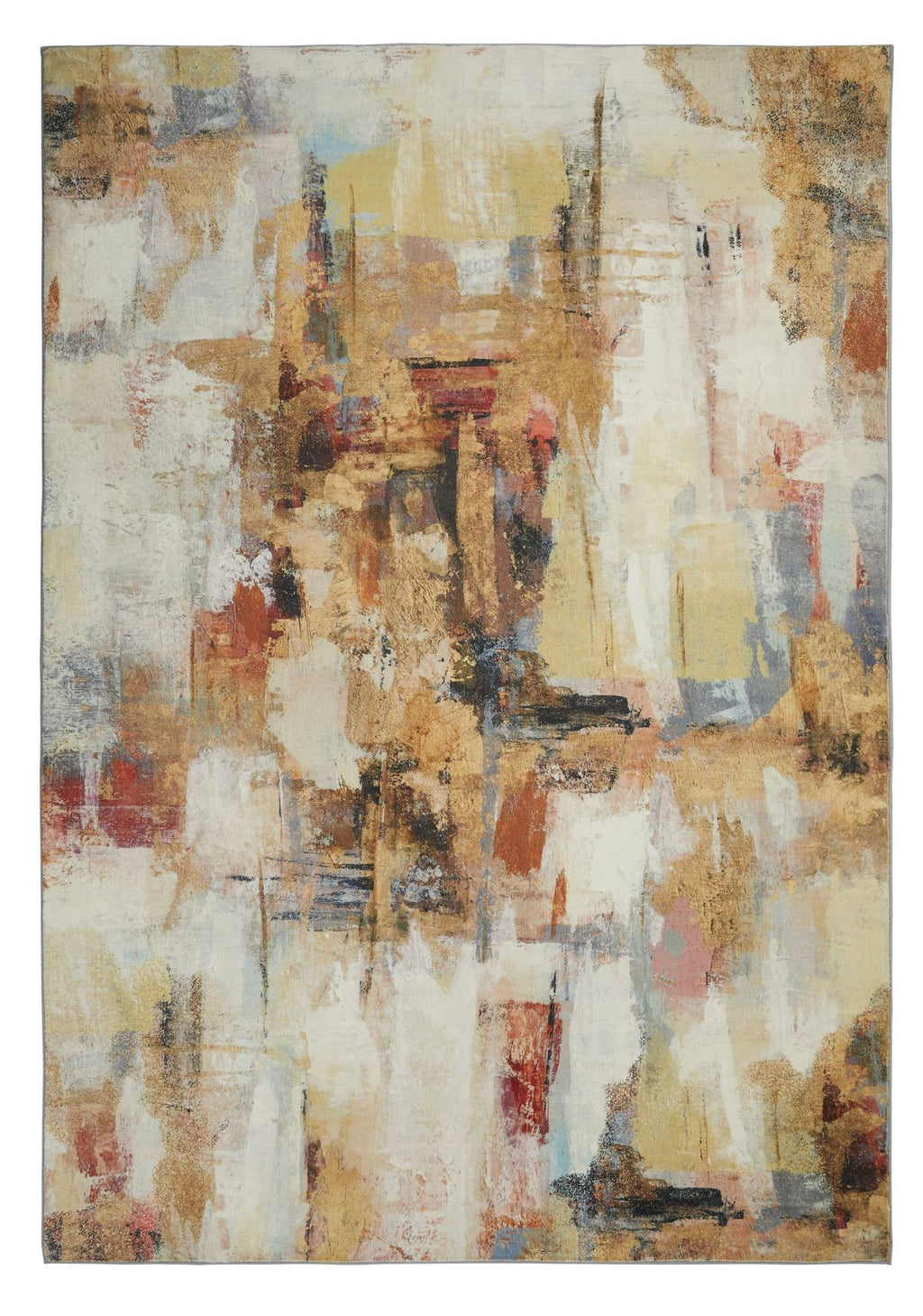 Lux Washable Abstract Beige Multi Rug