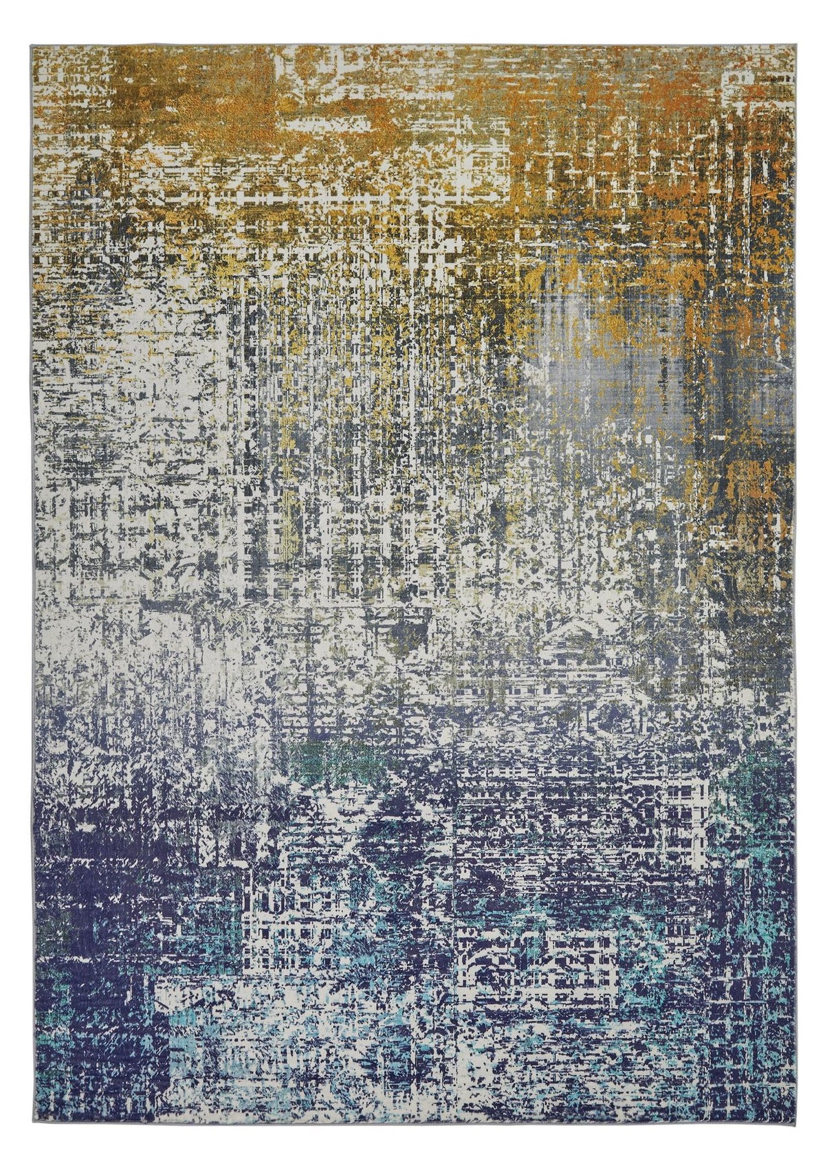 Lux Washable Abstract Blue Copper Rug