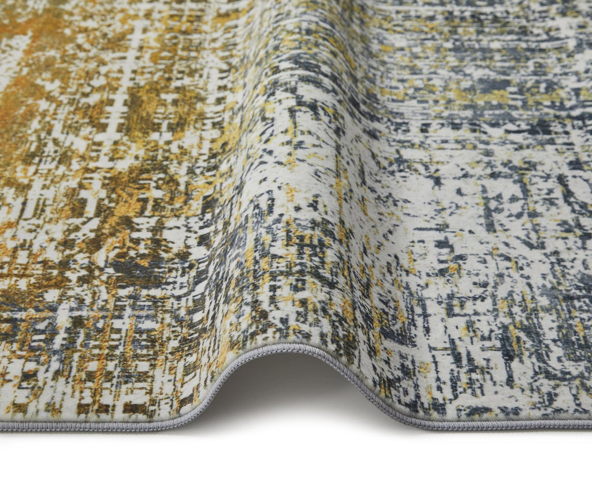 Lux Washable Abstract Blue Copper Rug