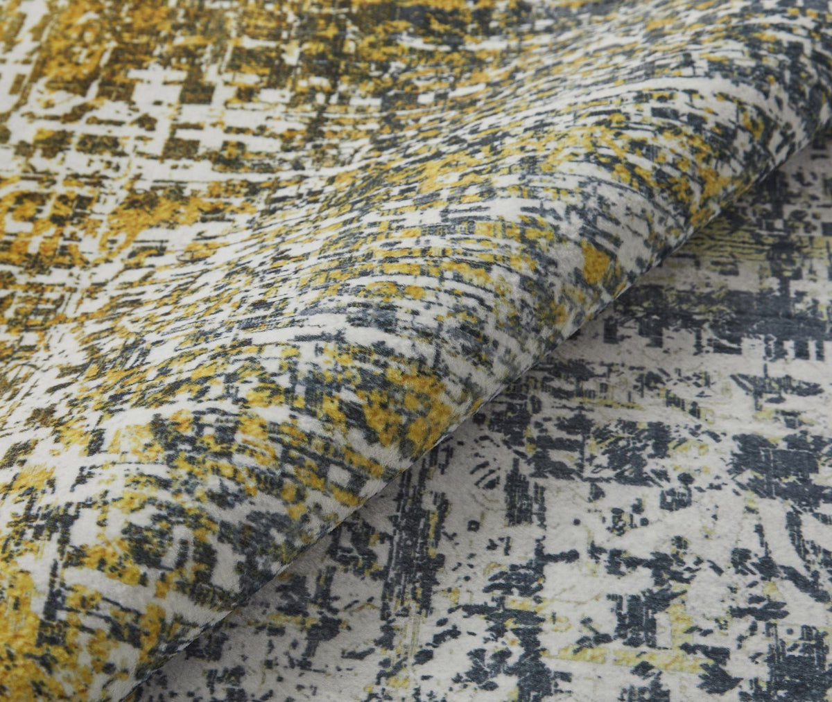 Lux Washable Abstract Blue Copper Rug