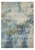 Lux Washable Abstract Blue Gold Rug