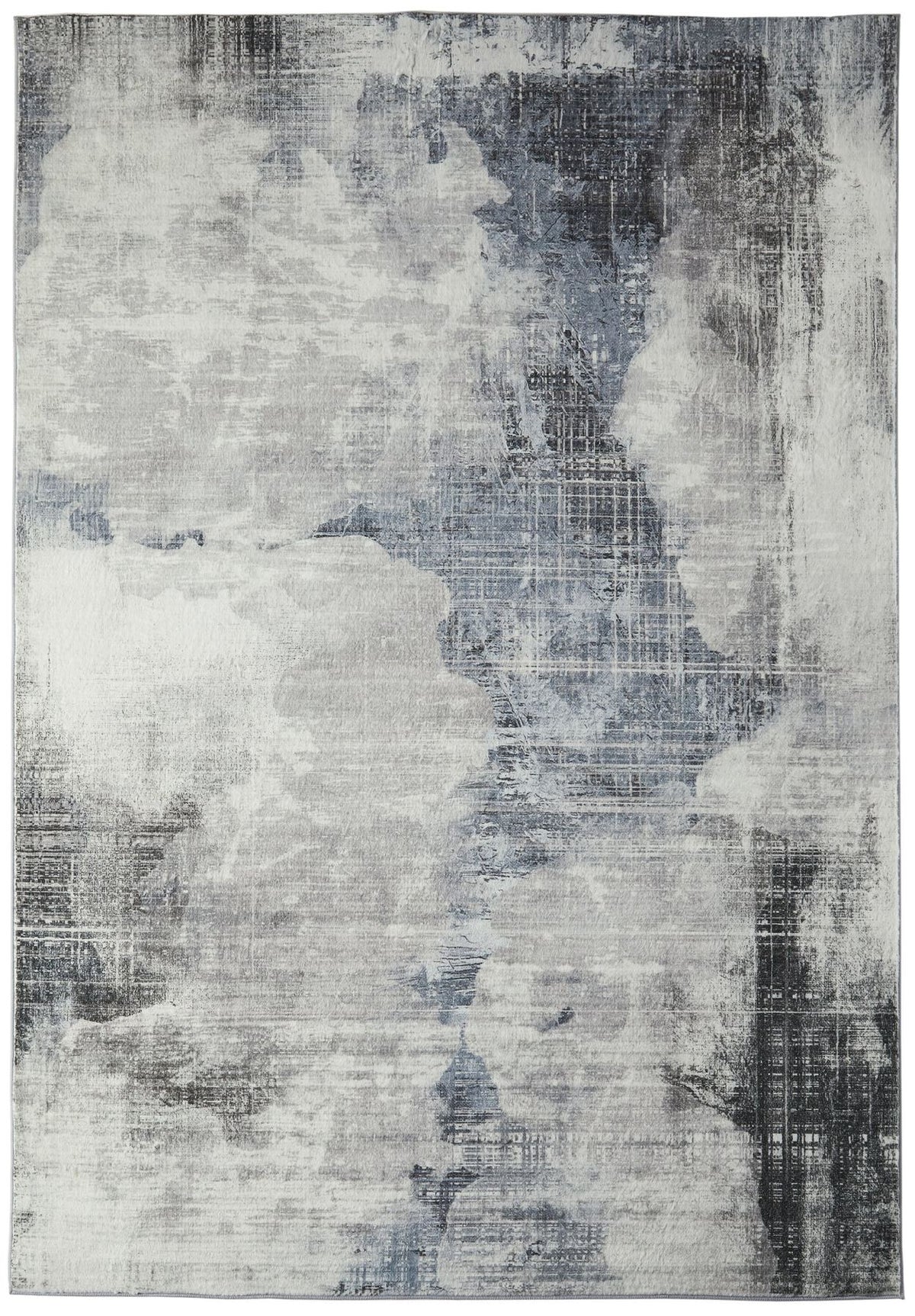 Lux Washable Abstract Grey Rug