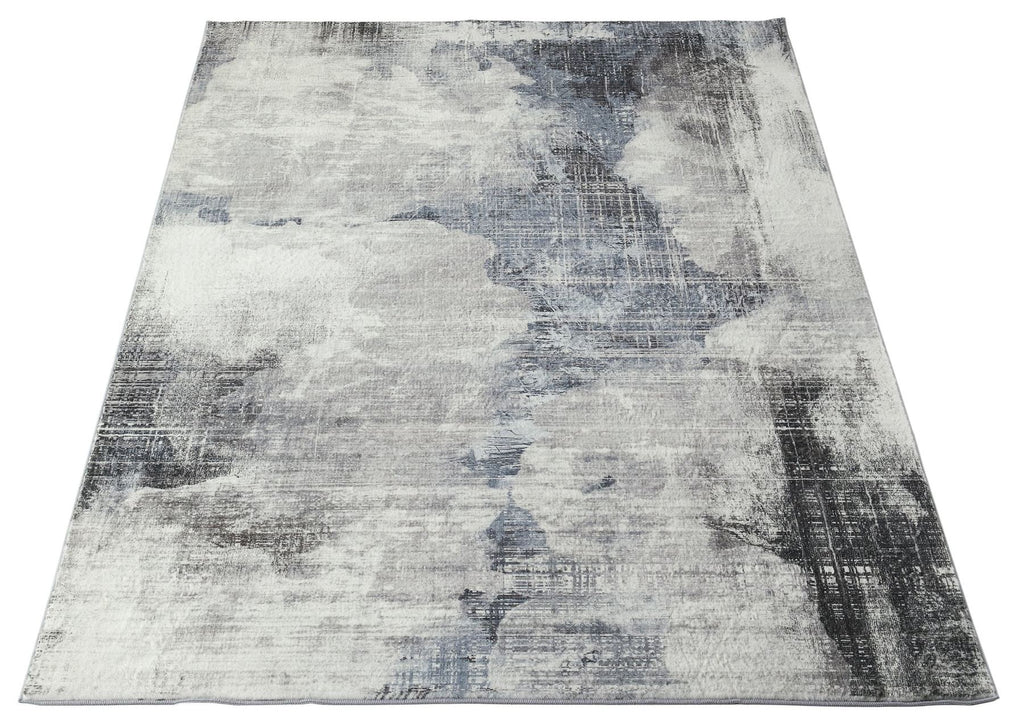 Lux Washable Abstract Grey Rug