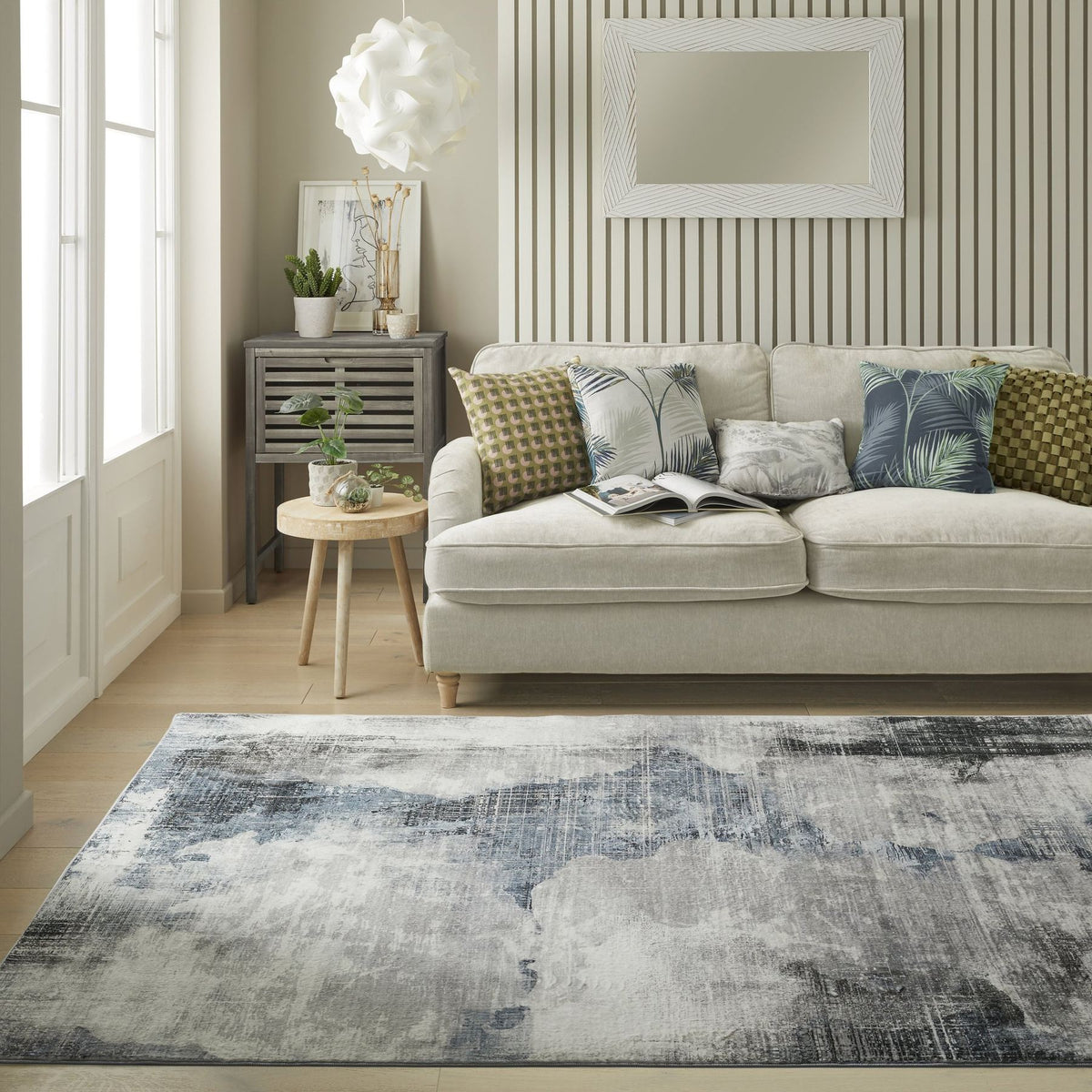 Lux Washable Abstract Grey Rug