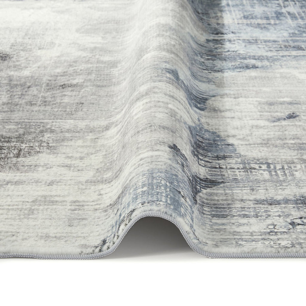 Lux Washable Abstract Grey Rug