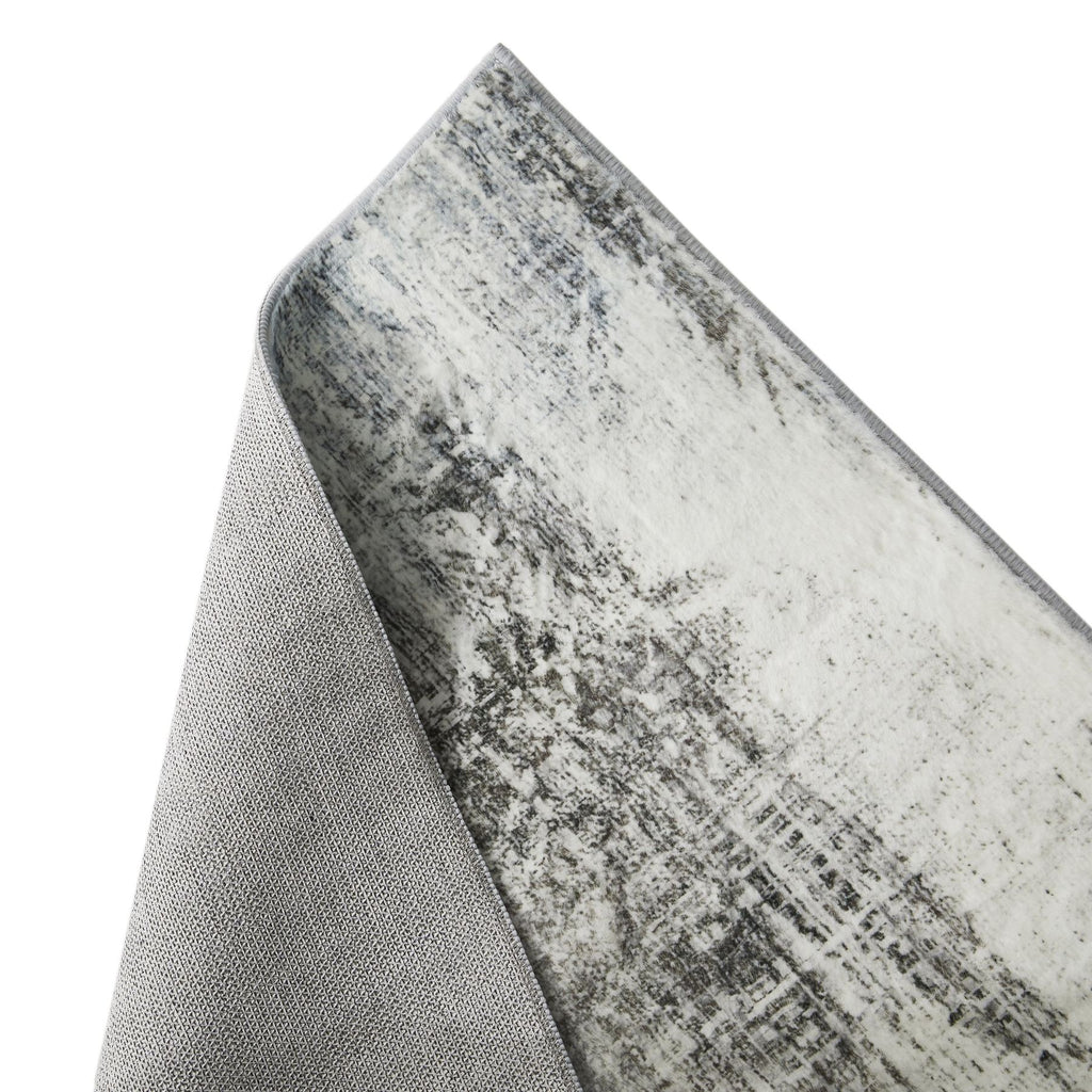 Lux Washable Abstract Grey Rug