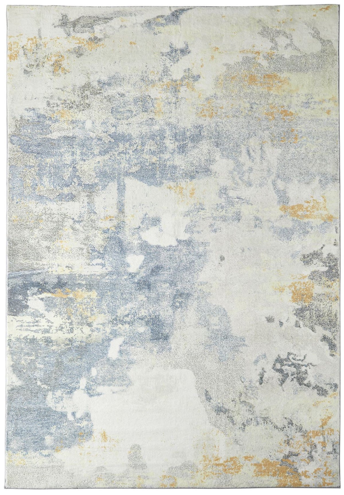 Lux Washable Abstract Grey Yellow Rug