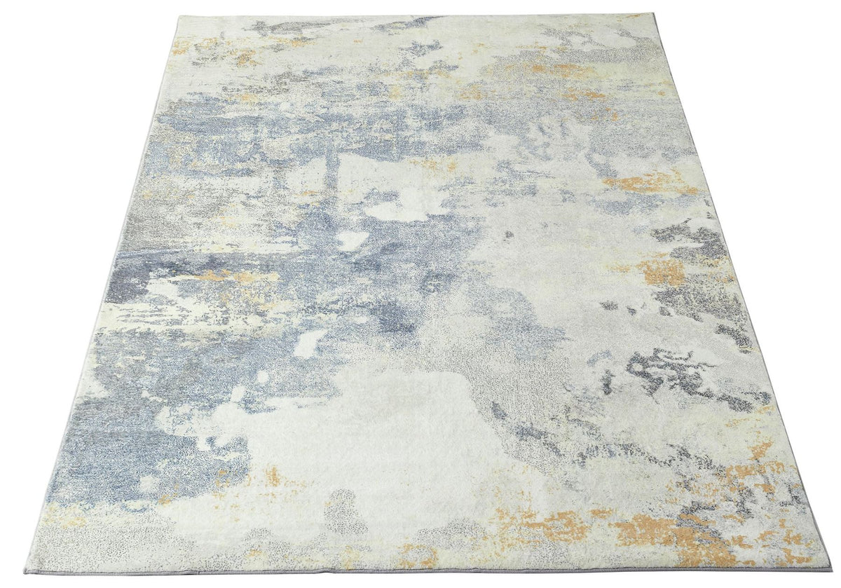 Lux Washable Abstract Grey Yellow Rug