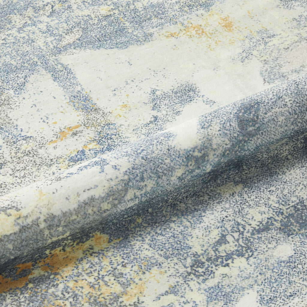 Lux Washable Abstract Grey Yellow Rug