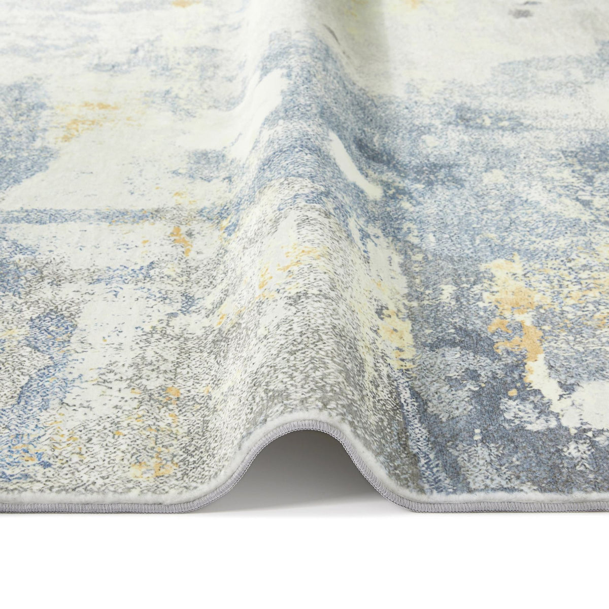 Lux Washable Abstract Grey Yellow Rug