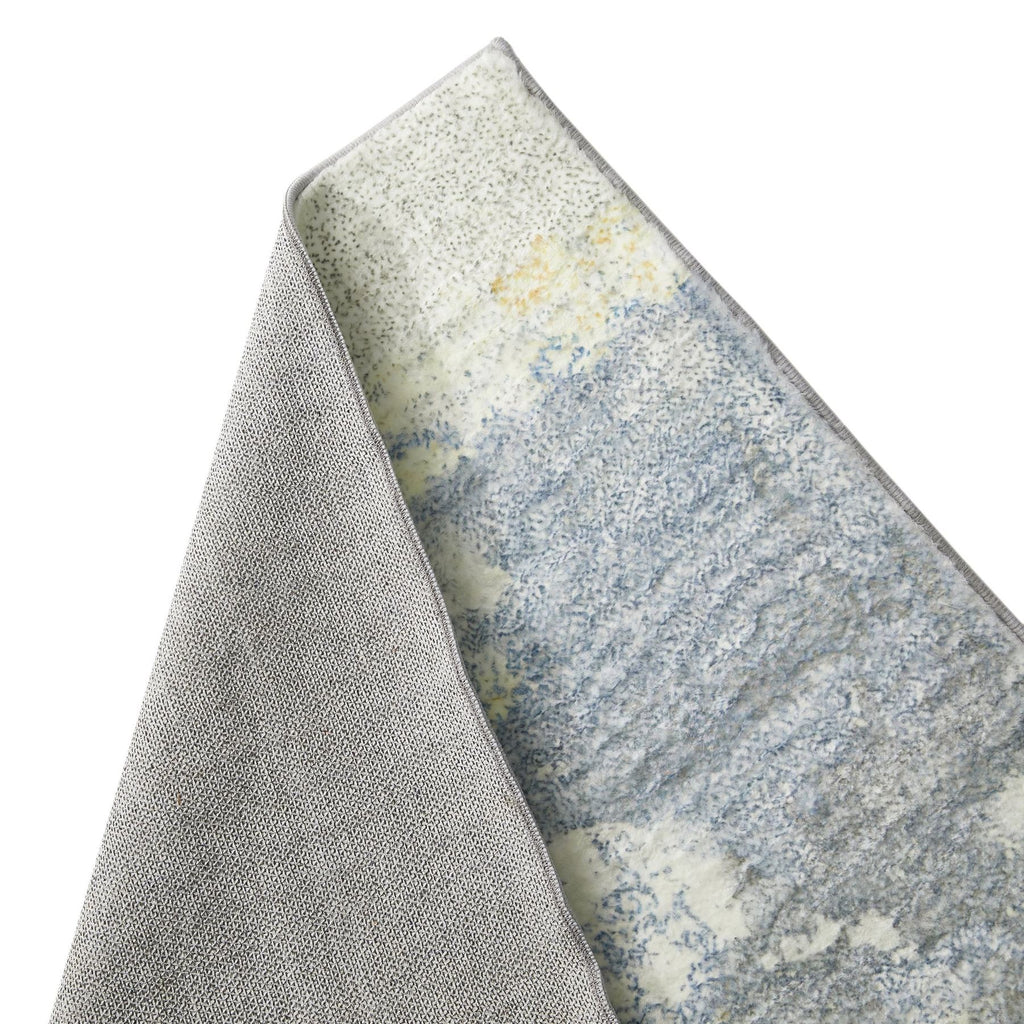 Lux Washable Abstract Grey Yellow Rug