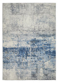 Lux Washable Abstract Ivory Blue Rug