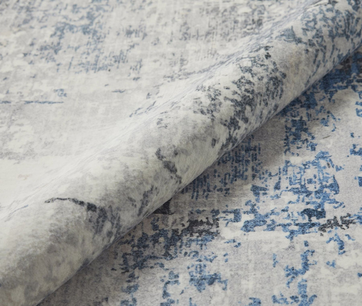 Lux Washable Abstract Ivory Blue Rug