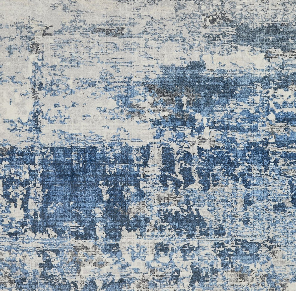 Lux Washable Abstract Ivory Blue Rug