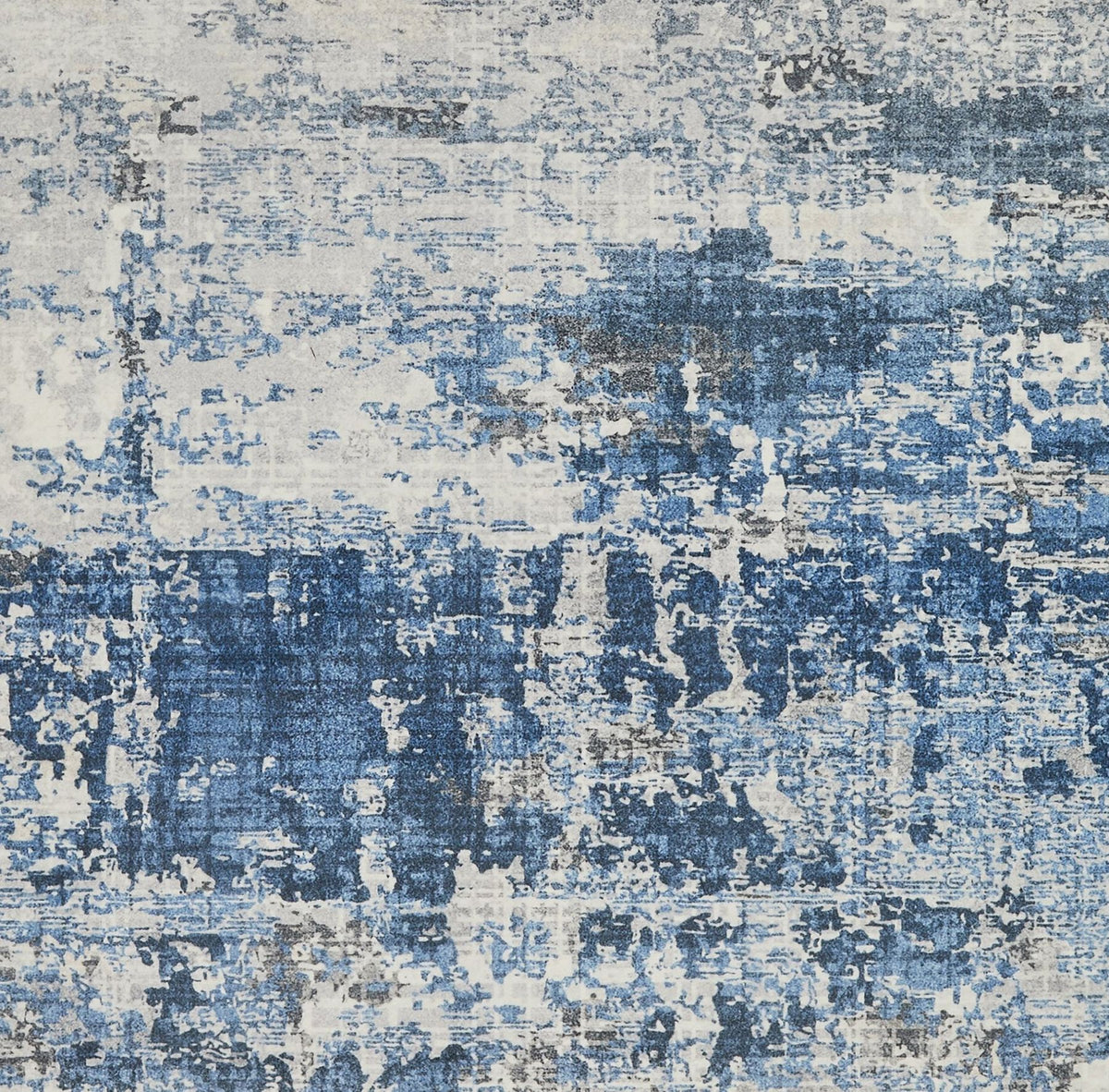 Lux Washable Abstract Ivory Blue Rug