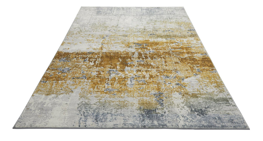 Lux Washable Abstract Ivory Gold Rug