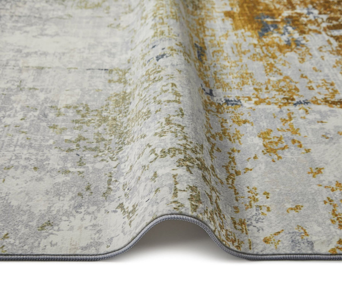 Lux Washable Abstract Ivory Gold Rug