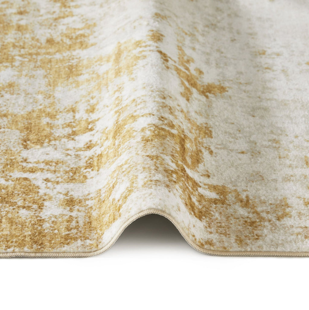 Lux Washable Abstract Light Gold Rug