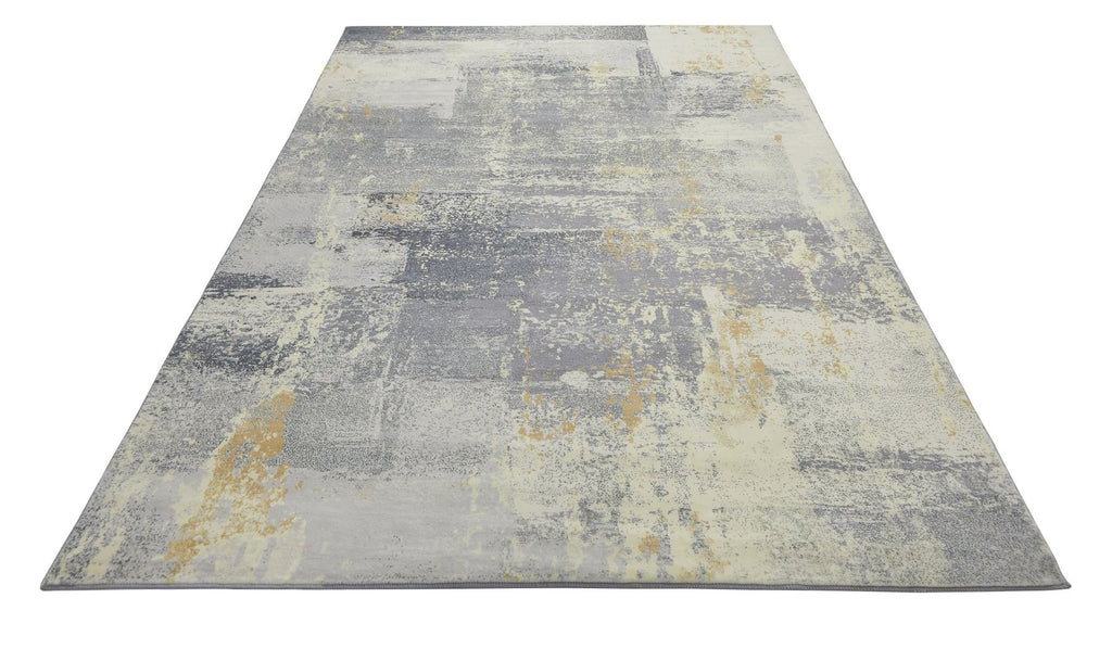 Lux Washable Abstract Light Grey Rug