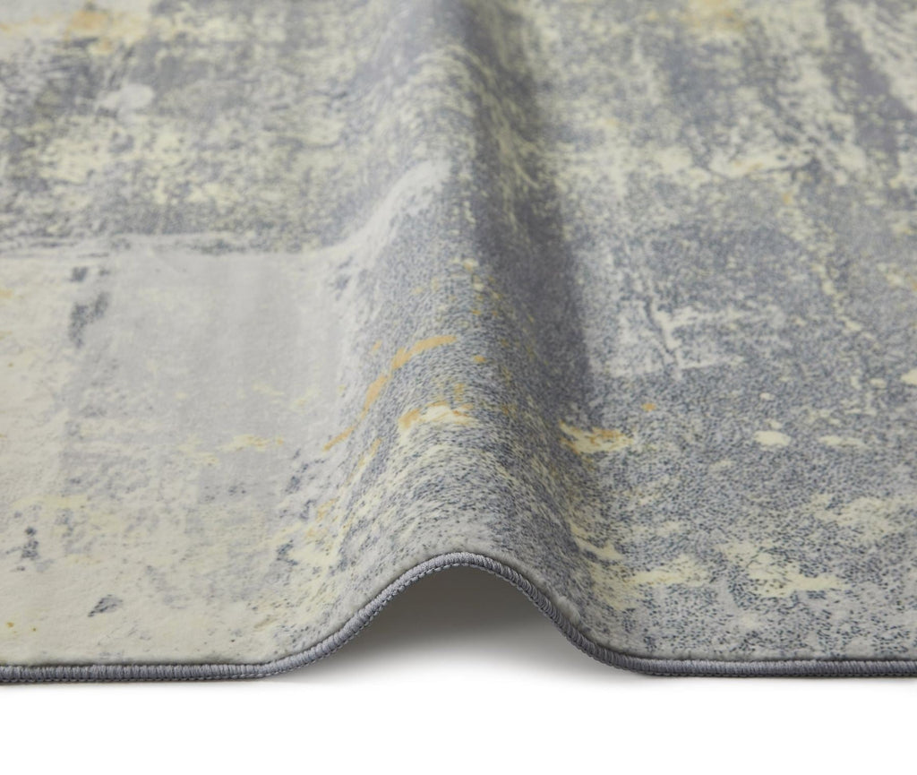 Lux Washable Abstract Light Grey Rug