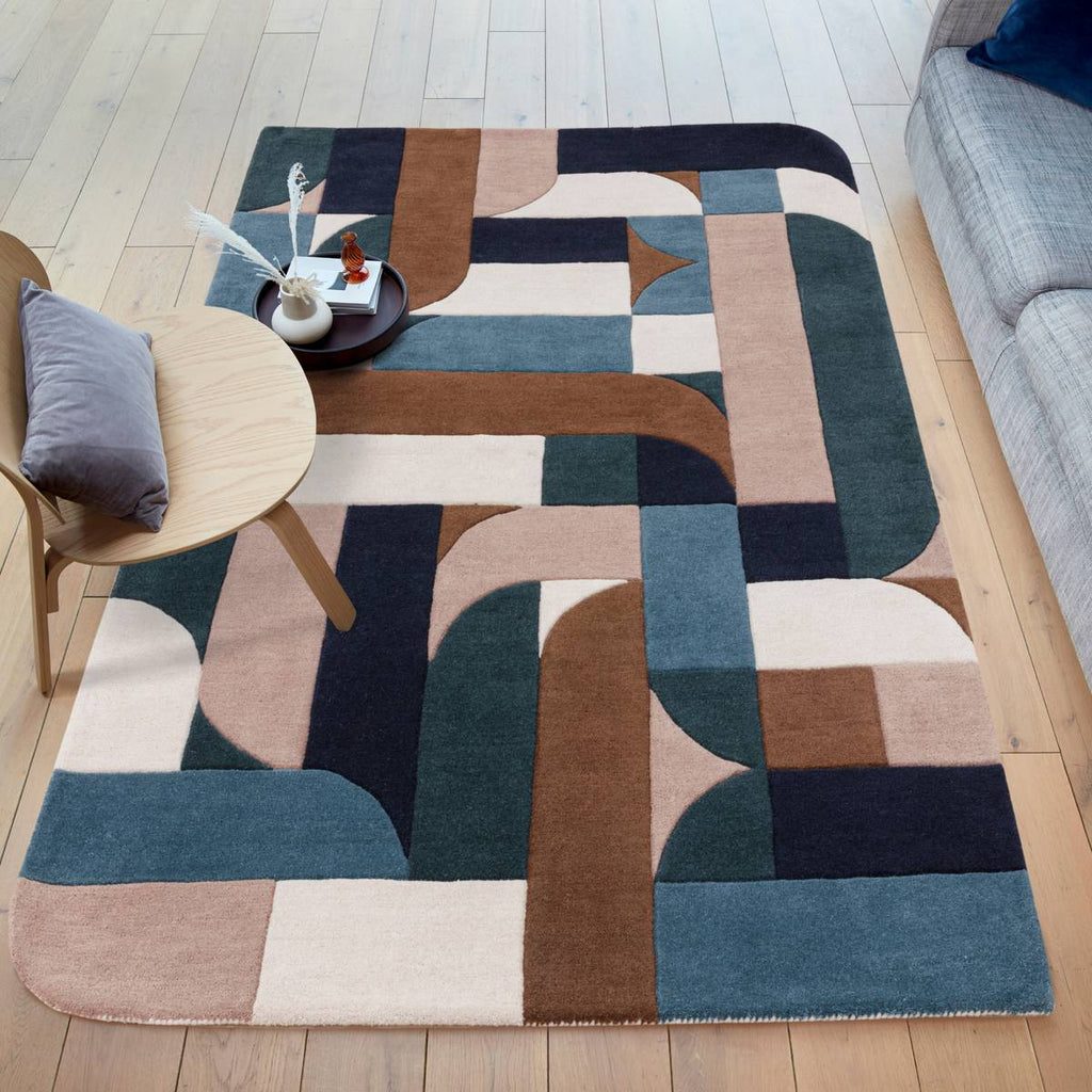 Matrix Klotski Teal Rug