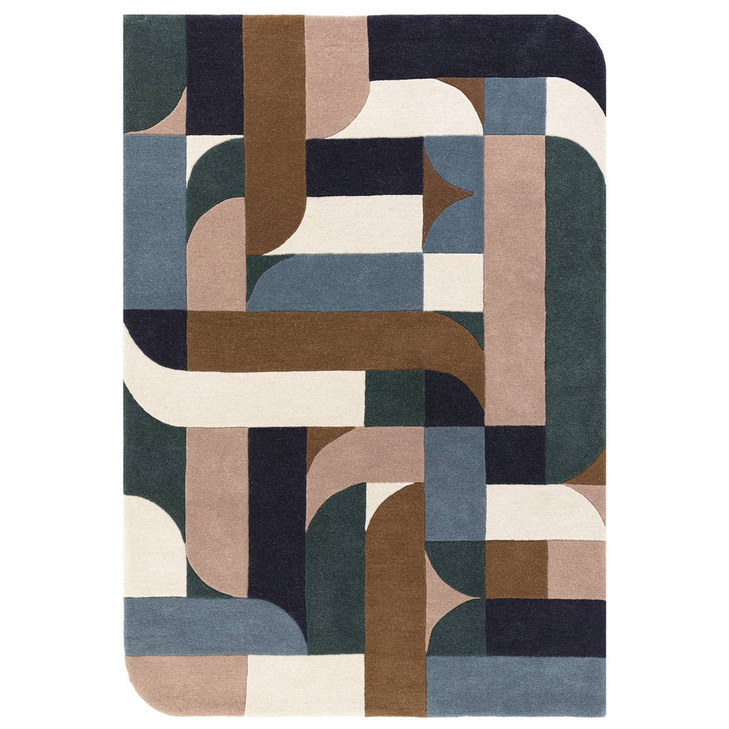 Matrix Klotski Teal Rug