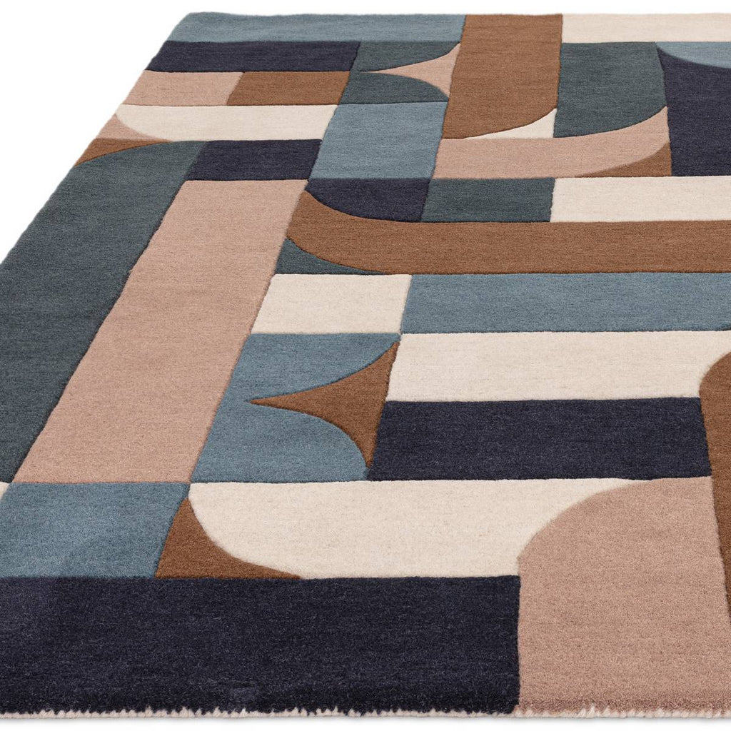 Matrix Klotski Teal Rug
