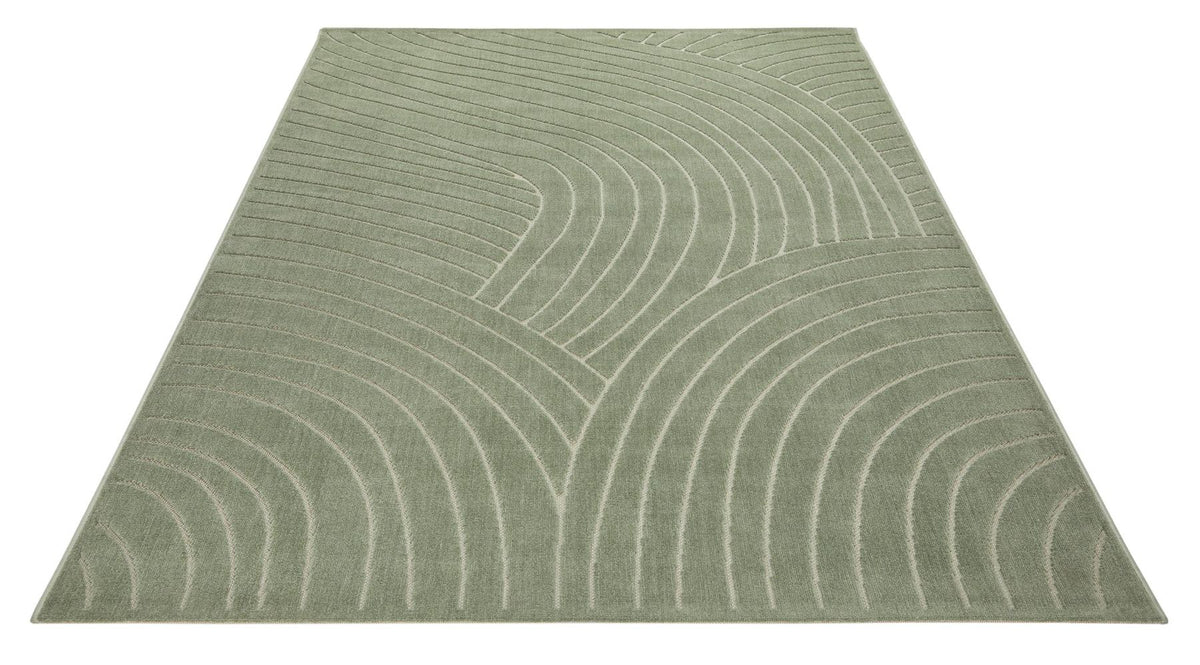 Maze Curve Green Rug
