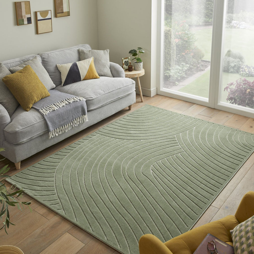Maze Curve Green Rug