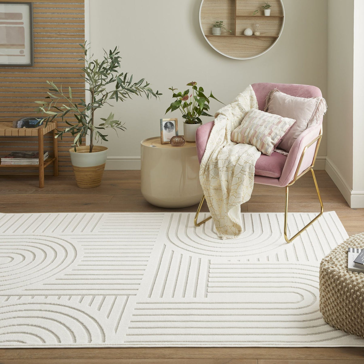 Maze Curve Ivory Rug