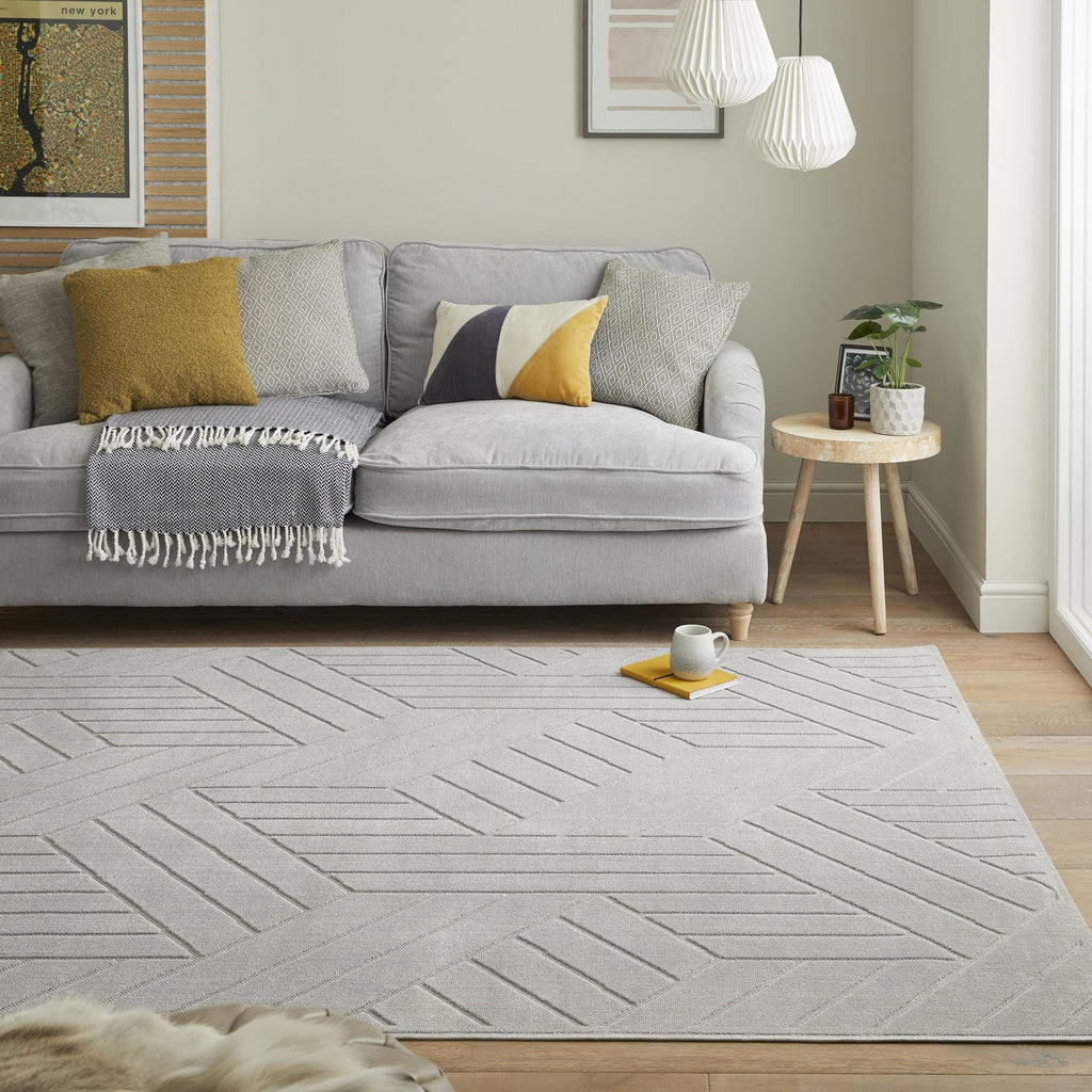 Maze Geometric Grey Rug