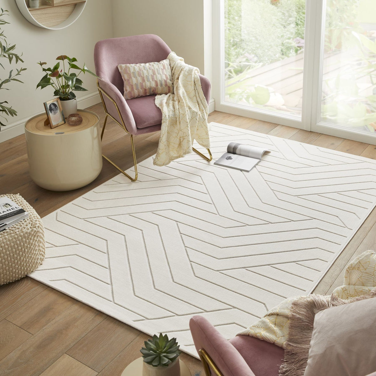 Maze Geometric Ivory Rug