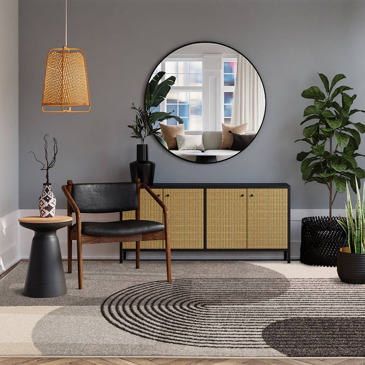 Muse Grey Retro Rug