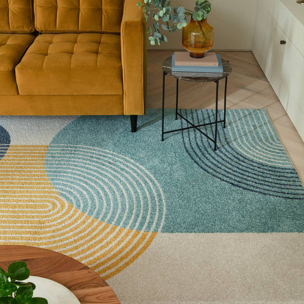 Muse Blue Retro Rug
