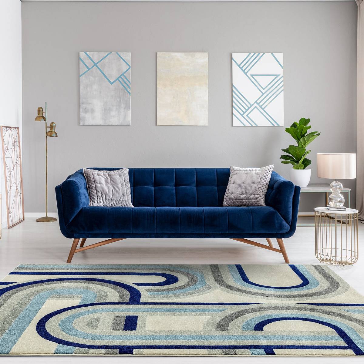 Nova Retro Blue Rug