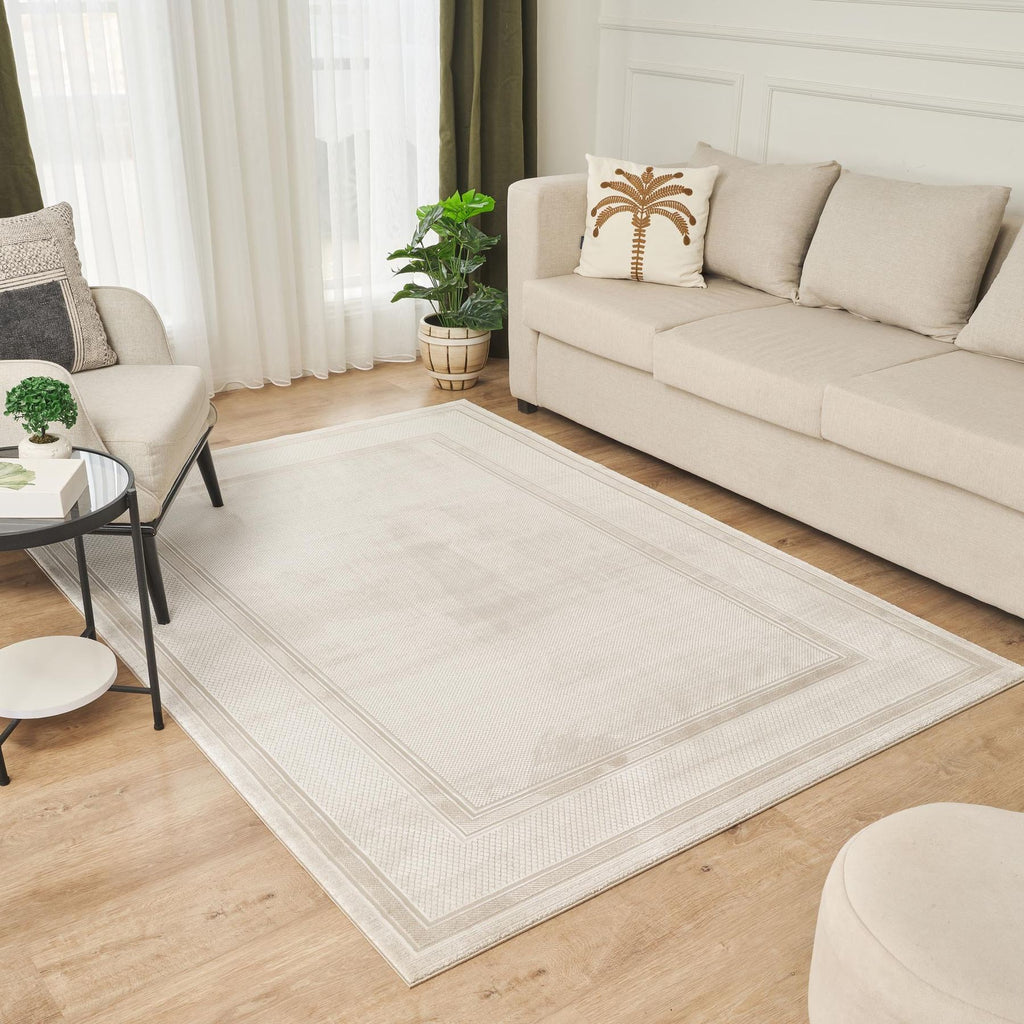 Olivia Border Cream Beige Rug