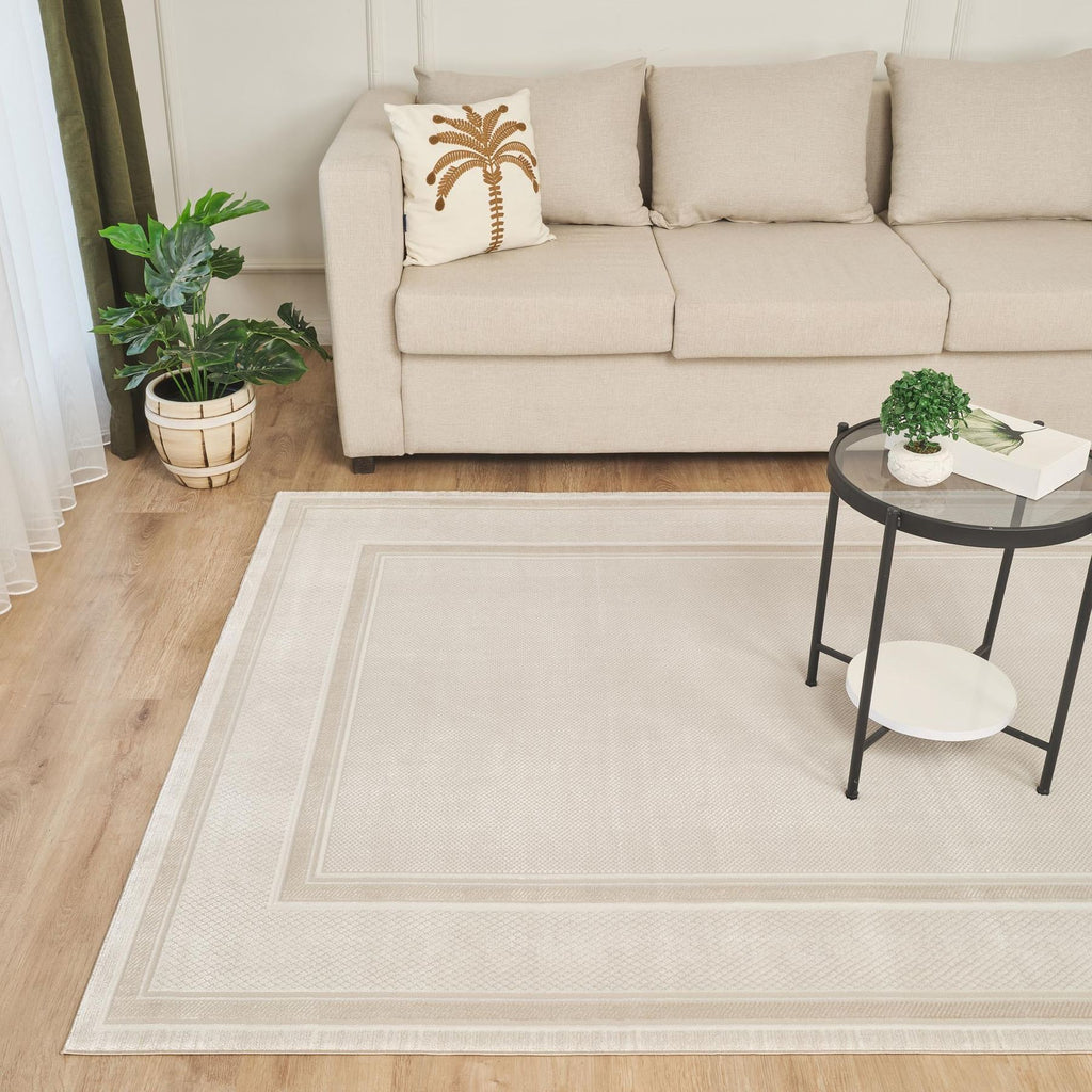 Olivia Border Cream Beige Rug