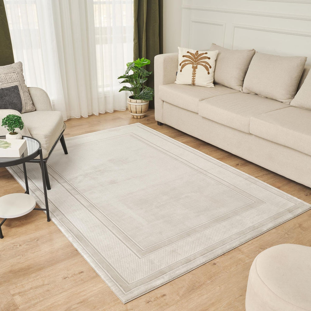 Olivia Border Grey Beige Rug