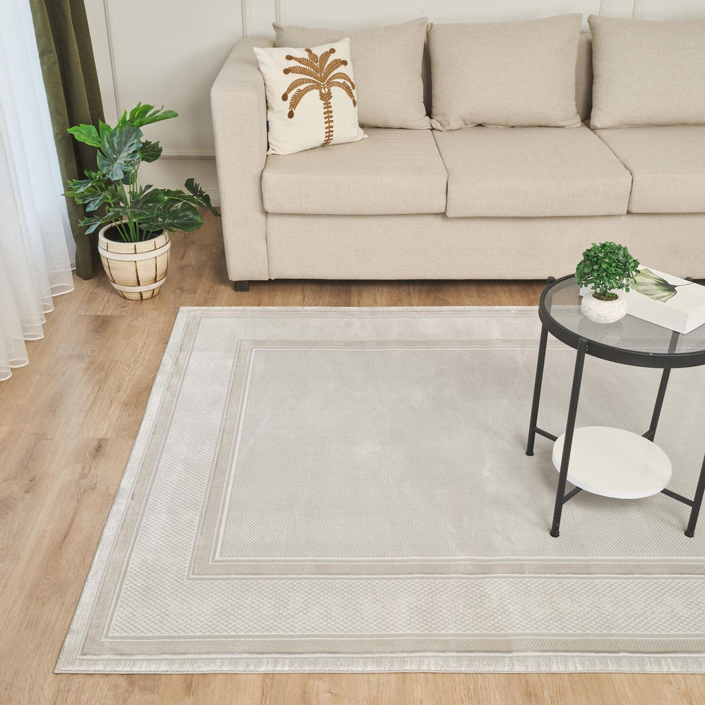 Olivia Border Grey Beige Rug