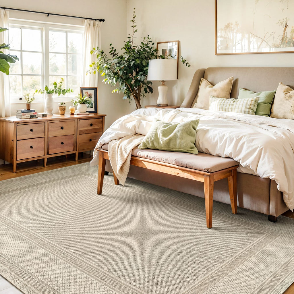 Olivia Border Grey Beige Rug