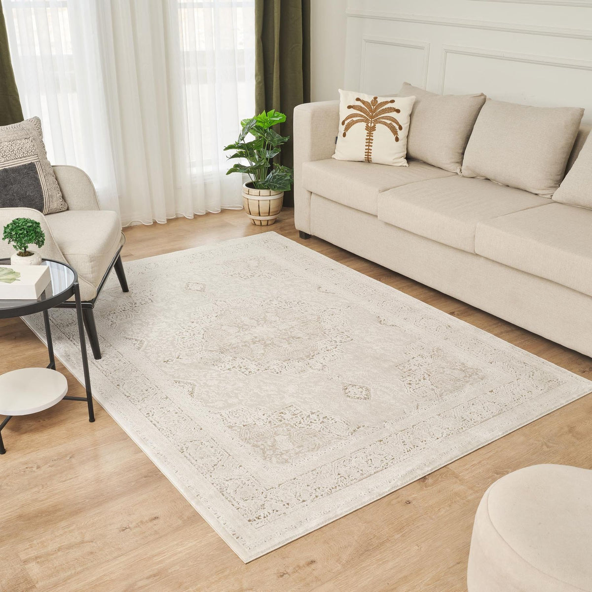 Olivia Medallion Khaki Rug