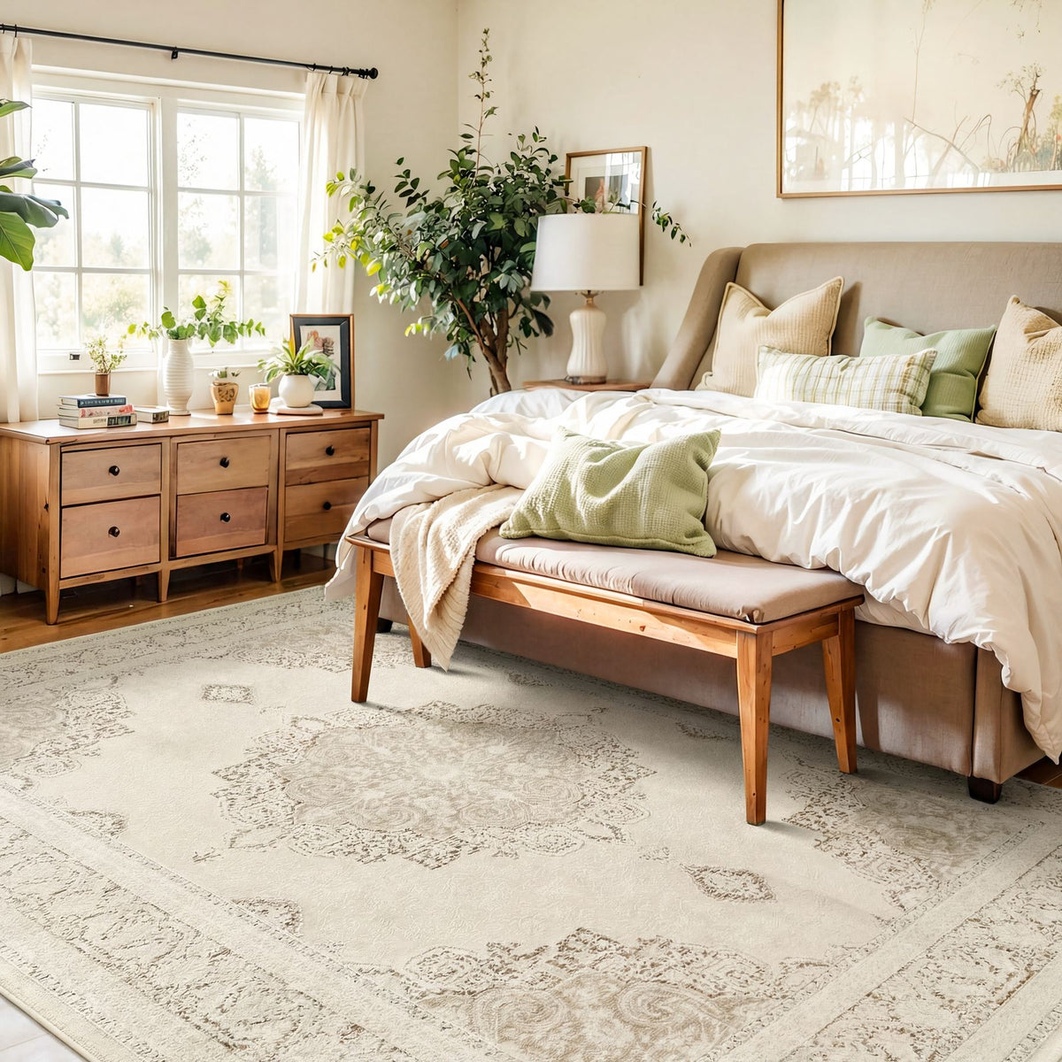 Olivia Medallion Khaki Rug