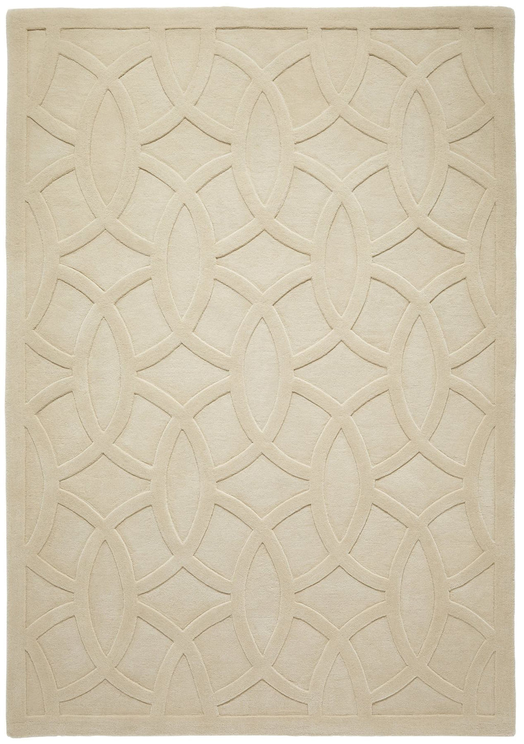 Priory Circles Beige Wool Rug