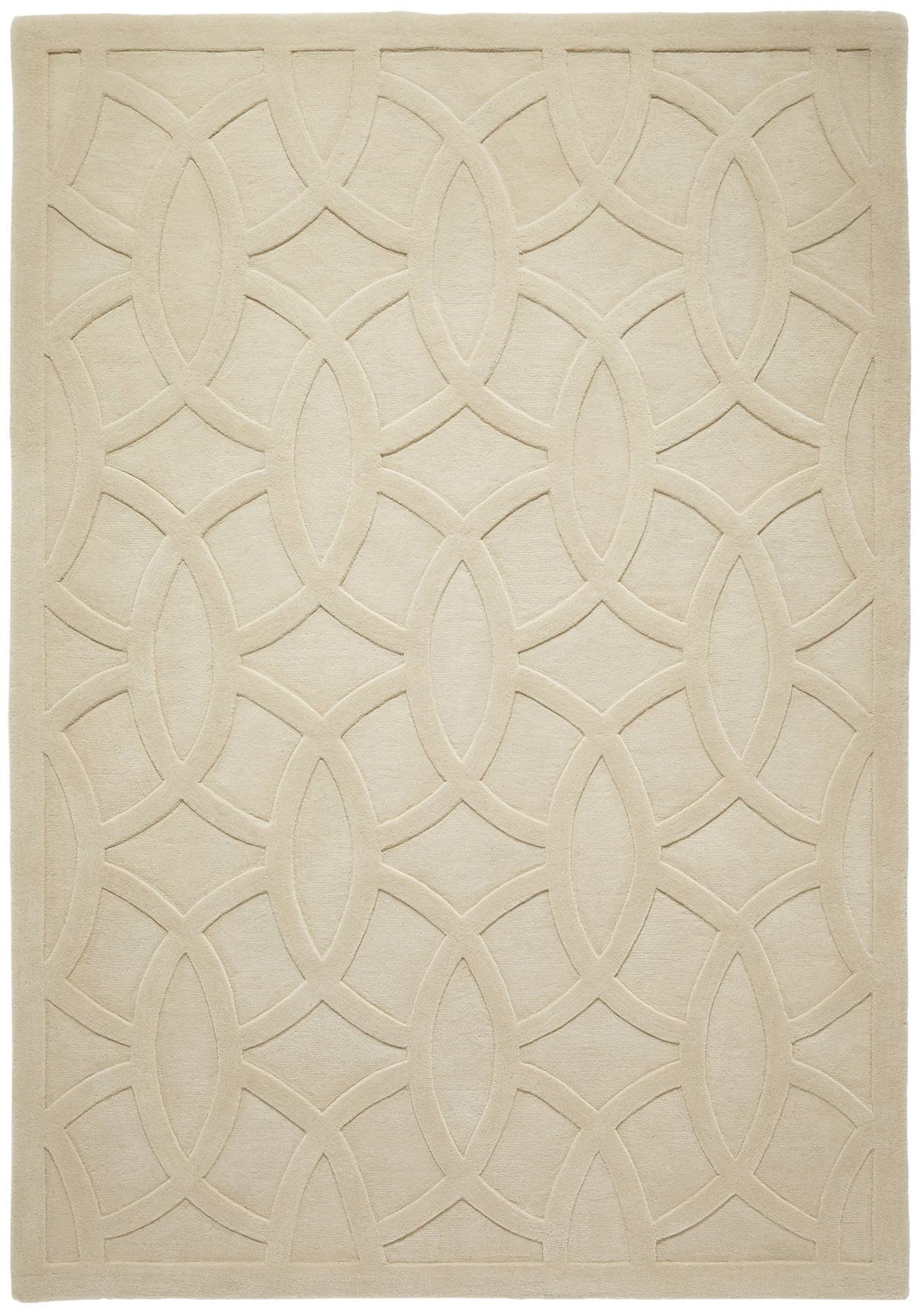 Priory Circles Beige Wool Rug