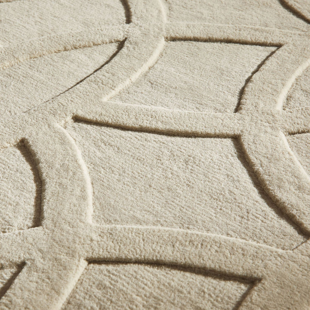 Priory Circles Beige Wool Rug
