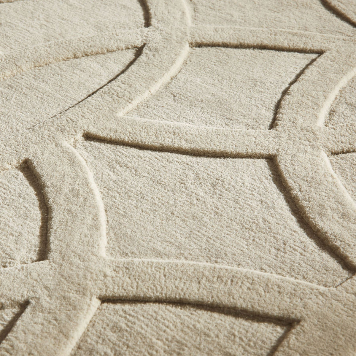 Priory Circles Beige Wool Rug