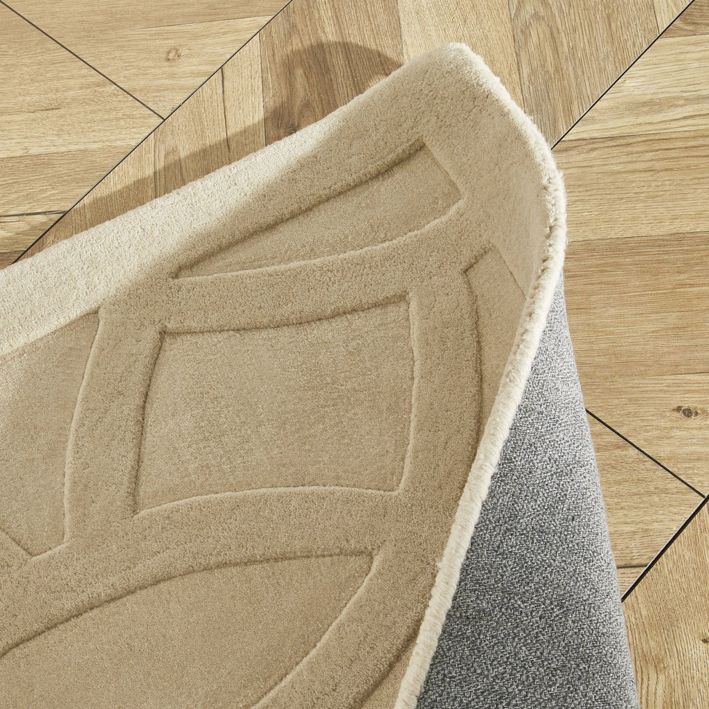 Priory Circles Beige Wool Rug